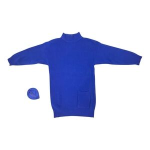 Paul Et. Duffier Royal Blue Wool Blend Turtleneck Sweater
